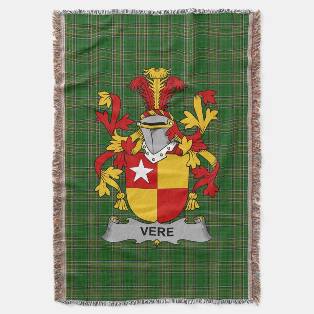 Irish Vere Jackar om Arm Family Crest Ireland Filt (Framsidan Vertikal)