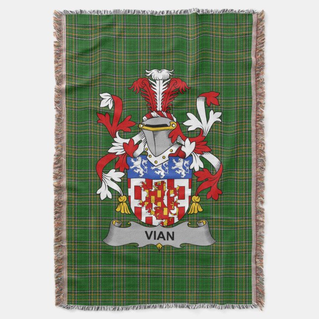 Irish Vian Jackar Arm Family Crest Ireland Filt (Framsidan Vertikal)