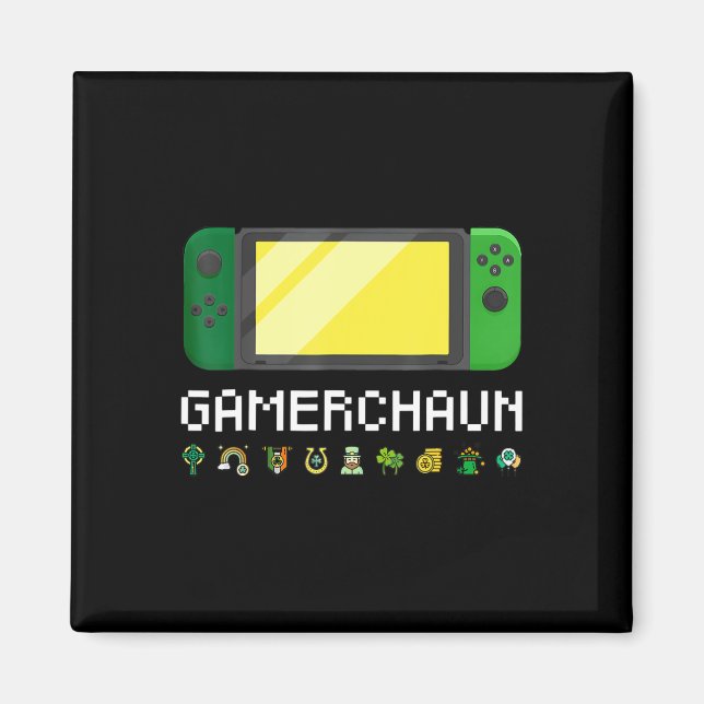 Irish Video Game Controller Leprechaun Boys St Pat Magnet (Framsidan)