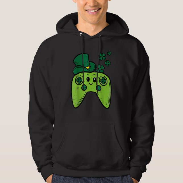 Irish Video Game Controller St Patrick Day Gamer B Hoodie (Framsida)