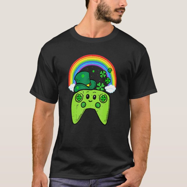 Irish Video Game Controller St Patrick Day Gamer B T Shirt (Framsida)