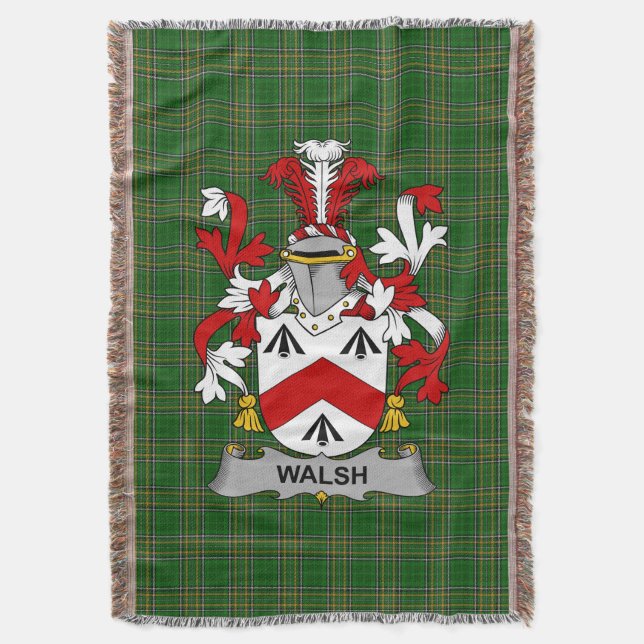 Irish Walsh Jackar om Arm Family Crest Ireland Filt (Framsidan Vertikal)