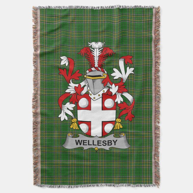 Irish Wellesby Jackar Arm Family Crest Ireland Filt (Framsidan Vertikal)