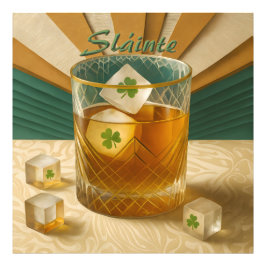 Irish Whiskey Tumbler Shamrock Ice "Sláinte!" Fototryck