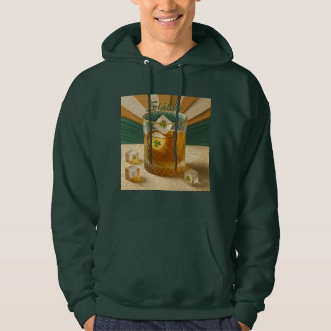 Irish Whiskey Tumbler Shamrock Ice "Sláinte!" Hoodie (Framsida)