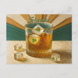 Irish Whiskey Tumbler Shamrock Ice "Sláinte!" Vykort