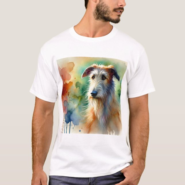 Irish Wolfhound 100924AREF150 - Watercolor T Shirt (Framsida)