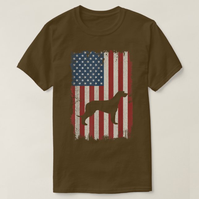 Irish Wolfhound American Flagga USA Hundälskares P T Shirt (Design framsida)