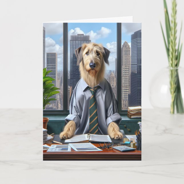 Irish Wolfhound Businessman för Fars dag Kort (Framsida)