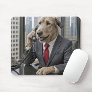 Irish Wolfhound Businessman på ett kontor Musmatta