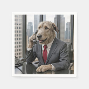 Irish Wolfhound Businessman på ett kontor Pappersservett