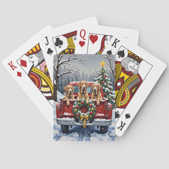 Irish Wolfhound Christmas Red Truck Holiday Gift Casinokort (Baksidan)