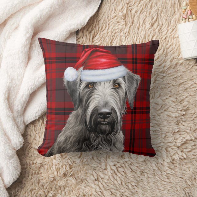 Irish Wolfhound Dog Red Plaid Christmas Holiday Kudde (Filt)