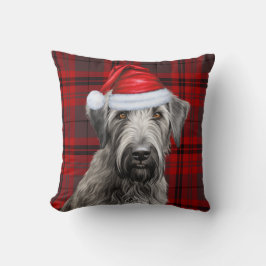 Irish Wolfhound Dog Red Plaid Christmas Holiday Kudde