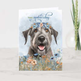 Irish Wolfhound Dog Wildflowers Mother's Day Helgkort