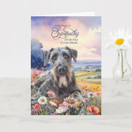 Irish Wolfhound Dog with Wildflowers Pet Sympathy Kort