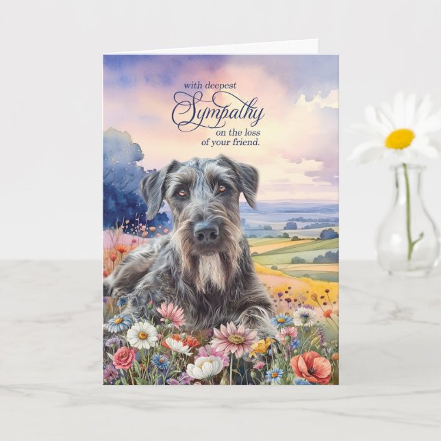 Irish Wolfhound Dog with Wildflowers Pet Sympathy Kort (Liten växt)