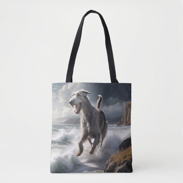 Irish Wolfhound Elegant Shoulder Tote Bag Tygkasse (Framsida)