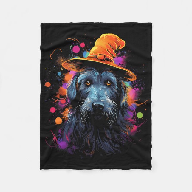 Irish Wolfhound Halloween Hund Pet Hund Fleecefilt (Framsidan)