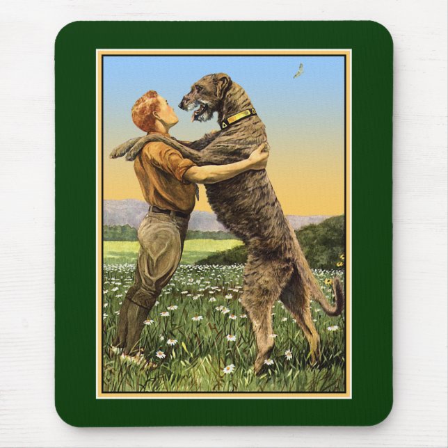"Irish Wolfhound Hälsning" Musmatta (Framsidan)