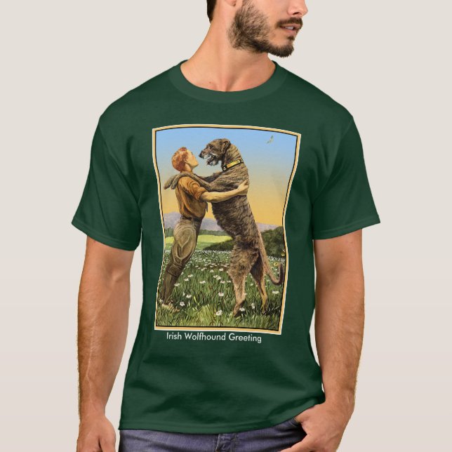 "Irish Wolfhound Hälsning" T Shirt (Framsida)