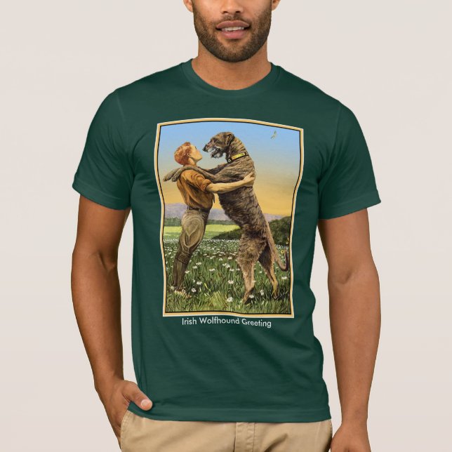 Irish Wolfhound Hälsning Tee Shirt (Framsida)