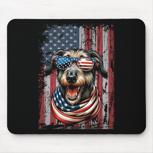 Irish Wolfhound Hund älskare US Flagga 4:e juli-pa Musmatta (Framsidan)