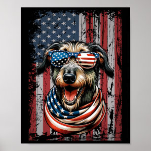 Irish Wolfhound Hund älskare US Flagga 4:e juli-pa Poster