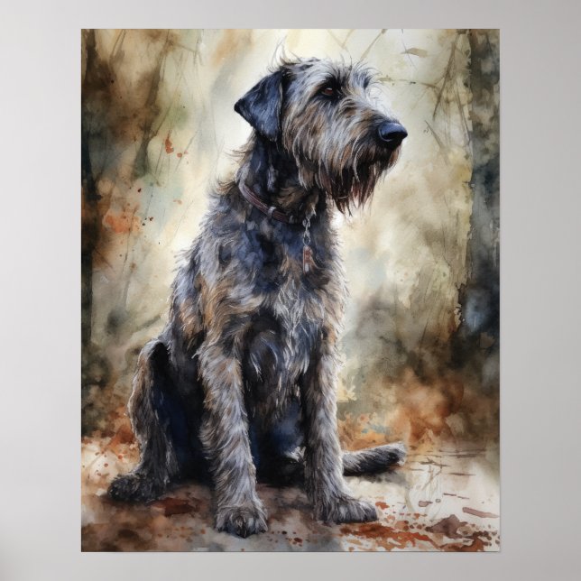 Irish Wolfhound Hund Art Print Poster (Framsidan)