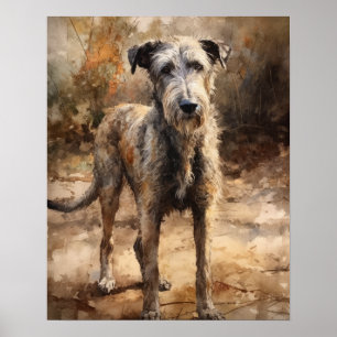 Irish Wolfhound Hund Art Print Poster