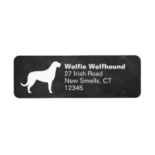 Irish Wolfhound Hund aveln Silhouette Returadress Etikett