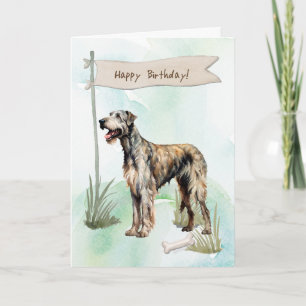 Irish Wolfhound Hund aveln under födelsedagsskylt Kort