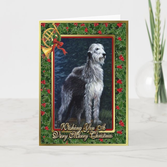 Irish Wolfhound Hund Blank-julkort Helgkort (Framsida)