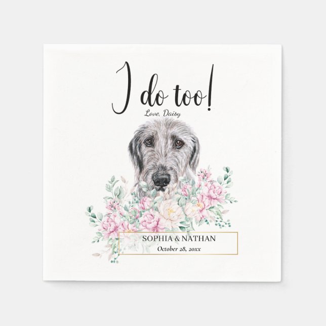 Irish Wolfhound Hund Bröllop Cocktail Napkins Pappersservett (Framsidan)
