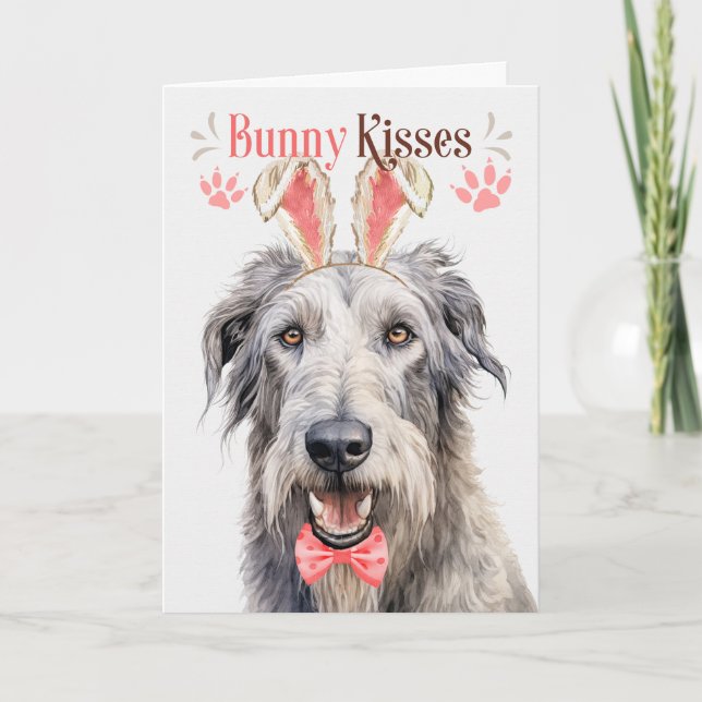 Irish Wolfhound Hund i Bunny Öron för Påsk Helgkort (Framsida)