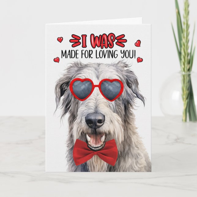 Irish Wolfhound Hund Made for Loving You Valentine Helgkort (Framsida)