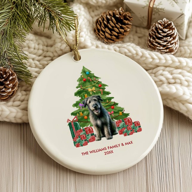 Irish Wolfhound Hund Personlig jul Julgransprydnad Keramik (Skapare uppladdad)