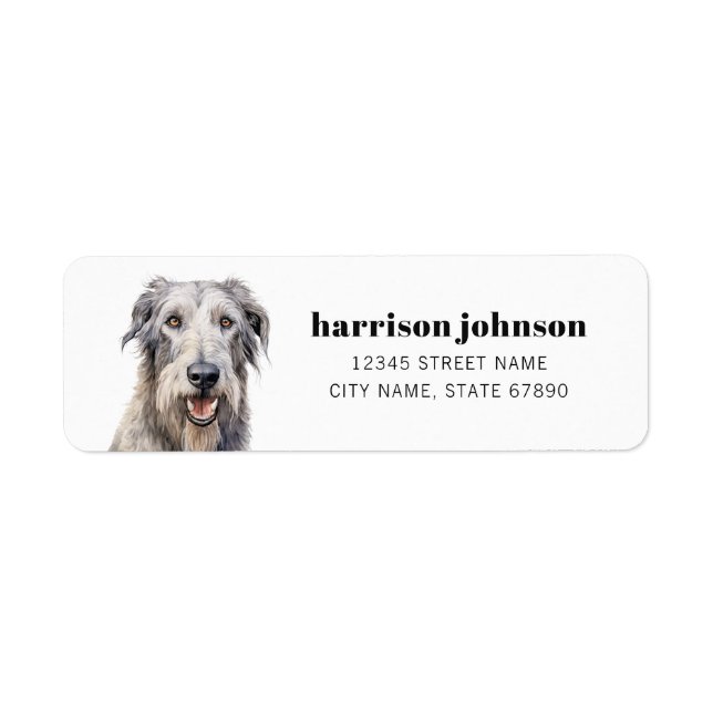 Irish Wolfhound Hund Returetiketter Returadress Etikett (Framsidan)