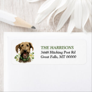 Irish Wolfhound Hund Shamrocks Returadress Etikett