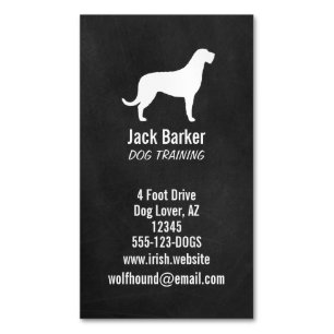 Irish Wolfhound Hund Silhouette Chalkboard Stil Magnetiska Visitkort