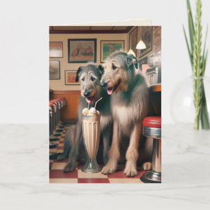 Irish Wolfhound Hundar i Retro Middag Kort