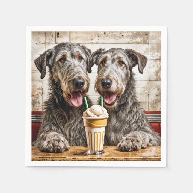Irish Wolfhound Hundar, som delar en Milkshake Pappersservett (Framsidan)