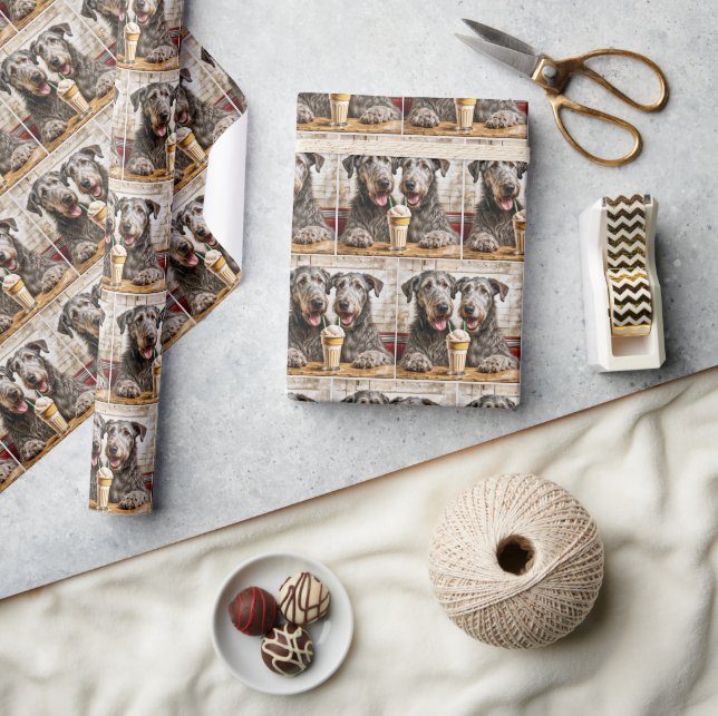 Irish Wolfhound Hundar, som delar en Milkshake Presentpapper (Hantverk)