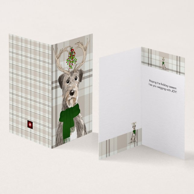 Irish Wolfhound i Antlers med en Earthy Play Kort (In- och utsida)