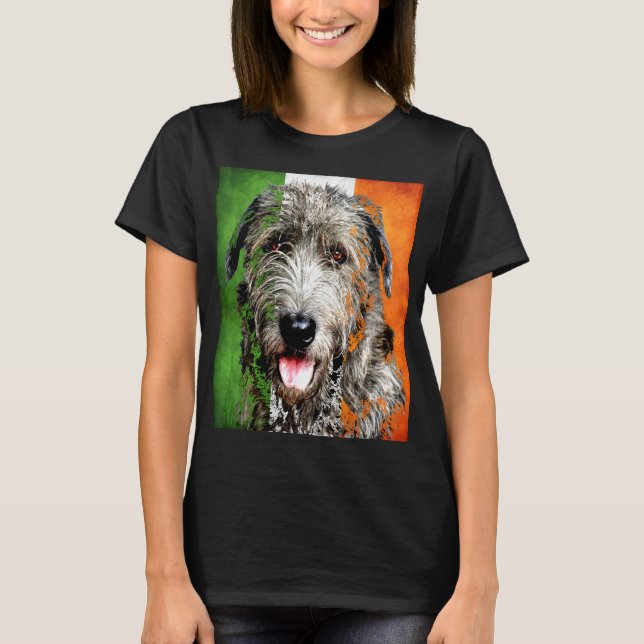 Irish Wolfhound irish flagga Erin go Bragh T-Shirt (Framsida)