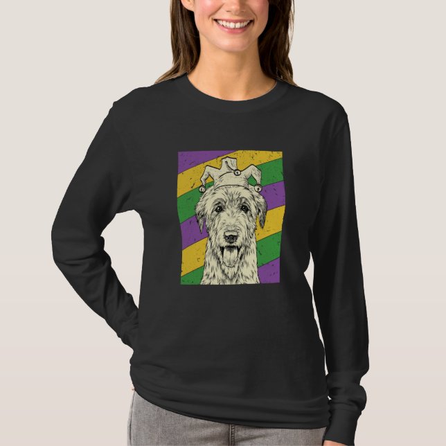 Irish Wolfhound Jester Mardi Gras Dog Mom or Dad T Shirt (Framsida)