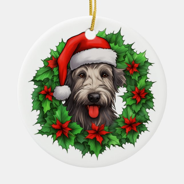 Irish Wolfhound-julafton Julgransprydnad Keramik (Framsidan)