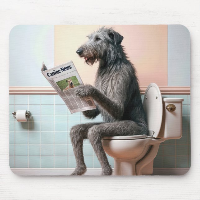 Irish Wolfhound Läsa en tidning Musmatta (Framsidan)