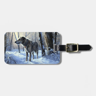 Irish Wolfhound Låt det snöa jul Bagagebricka