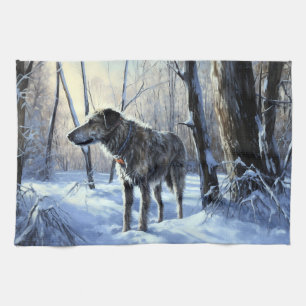 Irish Wolfhound Låt det snöa jul Kökshandduk
